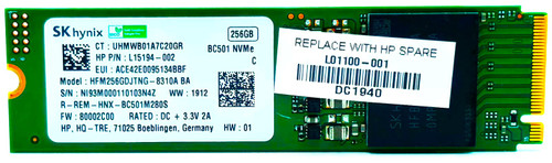 ASX6000LNP-256GT-C - 256GB NVMe PCIe Gen3 x4 M.2 2280 SSD for Latitude XPS Precision HP EliteBook ProBook ThinkPad Ideapad