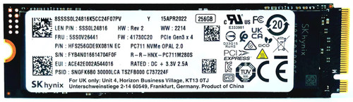 SSS0Q59628 - 256GB NVMe PCIe Gen3 x4 M.2 2280 SSD for Latitude XPS