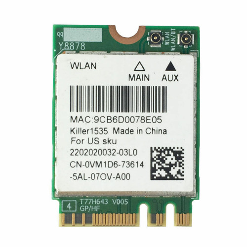 G13K7 - Qualcomm Atheros Killer1535 QCNFA364A 802.11ac M.2 2230 WiFi + Bluetooth 4.1 Combo Adapter