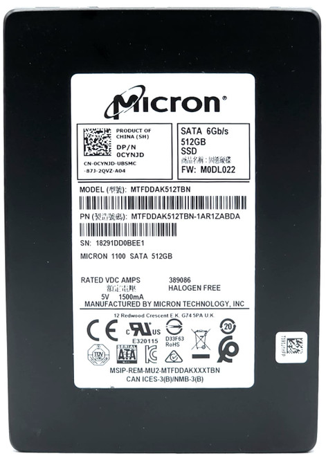 MTFDDAK512MAM - 512GB 6Gbps SATA III 7mm 2.5" Solid State SSD