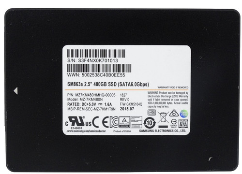 Samsung MZ7KM480HMHQ-00005 - 480GB 6G SATA MLC SM863a 2.5" Solid State Drive SSD Samsung MZ7KM480HMHQ-00005 - 480GB 6G SATA MLC SM863a 2.5" Solid State Drive SSD