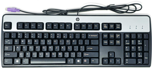 HP 434820-001 - Black + Silver PS/2 Wired Keyboard for HP Desktops and Servers HP 434820-001 - Black + Silver PS/2 Wired Keyboard for HP Desktops and Servers