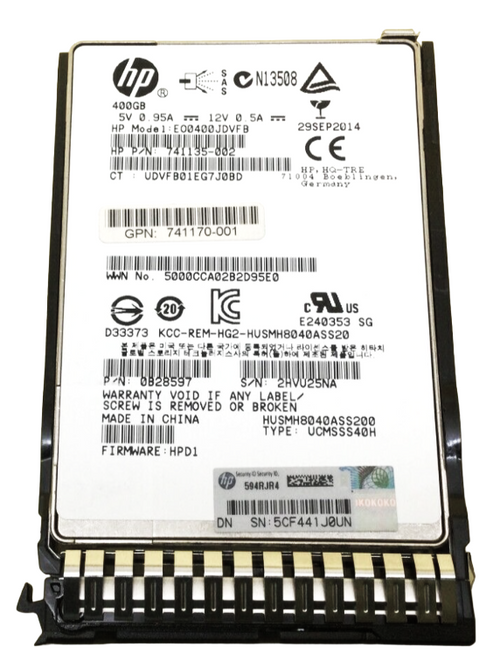 HPE EO0400JDVFB - 400GB 12G SAS HE EP SC 2.5" SFF Solid State SSD for HPE ProLiant BL480c BL680c DL120 DL180 DL320 DL360 DL380 DL580 G8 G9 G10 HPE EO0400JDVFB - 400GB 12G SAS HE EP SC 2.5" SFF Solid State SSD for HPE ProLiant BL480c BL680c DL120 DL180 DL320 DL360 DL380 DL580 G8 G9 G10