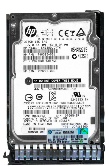 HPE HDEAG02CAA51 - 300GB 15K DP 12G SAS 2.5" Hard Drive for HPE ProLiant DL120 DL160 DL360 DL380 DL580 ML350 G8 G9