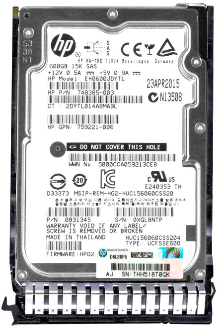 HPE 867254-002 - 600GB 15K RPM 12G SC SAS SFF 2.5