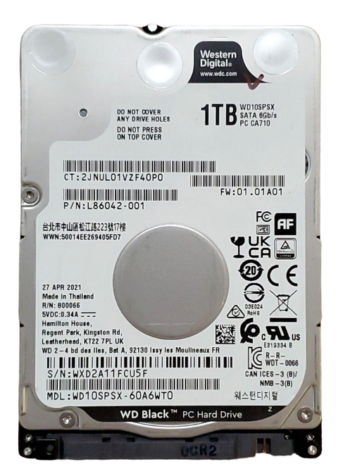Western Digital WD10SPSX-22A6WT0  - 1TB 5.4K RPM SATA 7mm 2.5" Hard Drive Western Digital WD10SPSX-22A6WT0  - 1TB 5.4K RPM SATA 7mm 2.5" Hard Drive