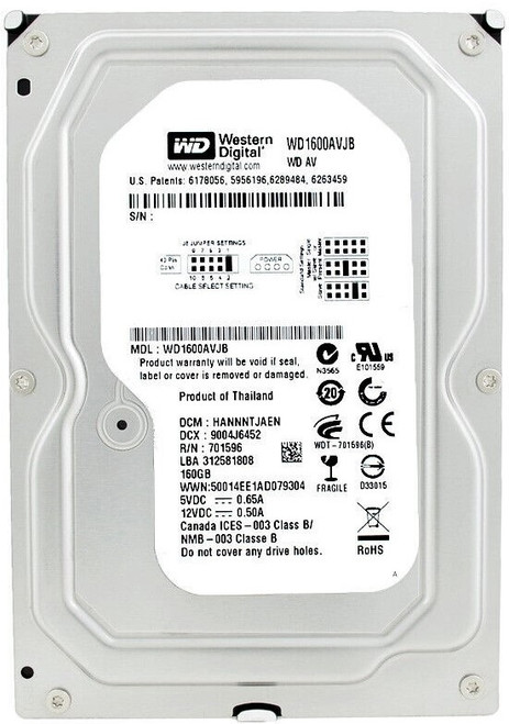 Western Digital WD1600AVJB-63J5A0 - 160GB 7.2K RPM IDE PATA 3.5" LFF Desktop Hard Drive Western Digital WD1600AVJB-63J5A0 - 160GB 7.2K RPM IDE PATA 3.5" LFF Desktop Hard Drive