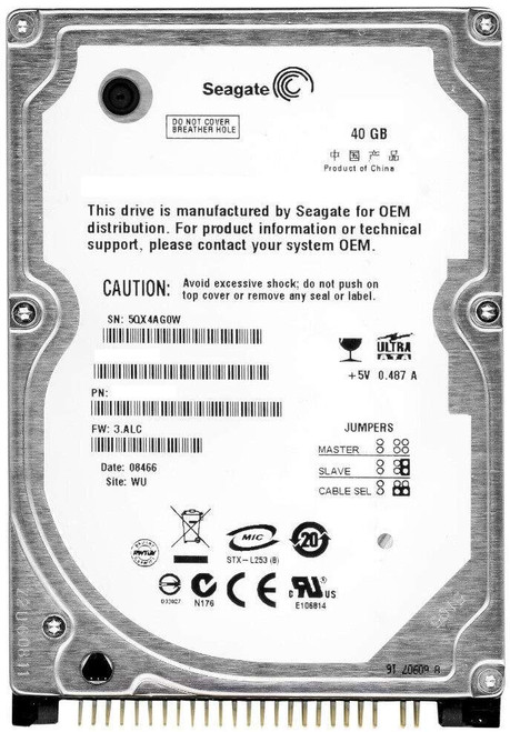 Seagate 9Y1082-032 - 40GB 5.4K RPM IDE PATA ATA 2.5" Laptop Hard Drive