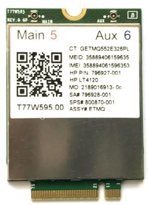 HP 800870-001 - T77W595 LT4120 4G LTE Mobile Broadband WWAN M.2 Module HP 800870-001 - T77W595 LT4120 4G LTE Mobile Broadband WWAN M.2 Module