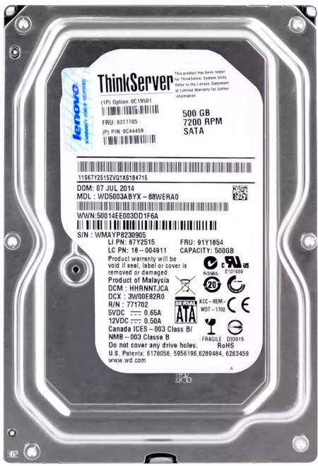 Western Digital WD5003ABYX-23TDAA0 - 500GB 7.2K RPM SATA 3.5" Hard Drive