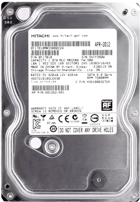 Hitachi HDS721010DLE630 - 1TB 7.2K RPM SATA 3.5