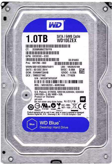 Western Digital WDC WD10EZEX-00BN5A0 1TB 3.5インチ HDD SATA  動作確認済 HDD3.5-0081