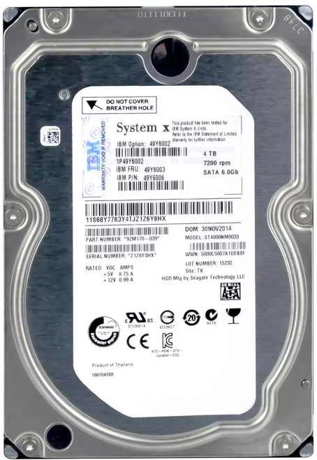 Seagate 9ZM170-004 - 4TB 7.2K RPM 6G 128MB Cache SATA 3.5