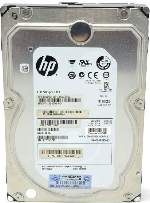 HP MB4000GCWDC - 4TB 7.2K RPM 6G 128MB Cache SATA 3.5" Hard Drive