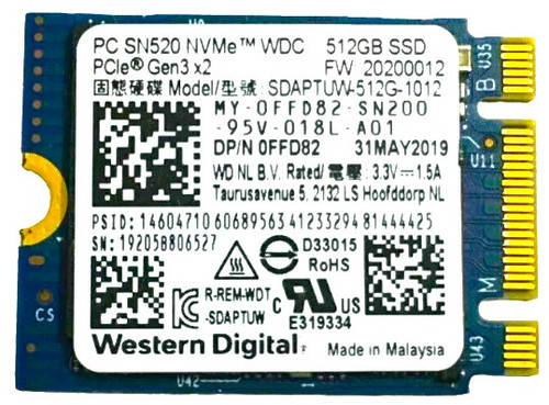 SDAPTUW-512G - 512GB PCIe NVMe M.2 2230 Gen3x2 Solid State SSD