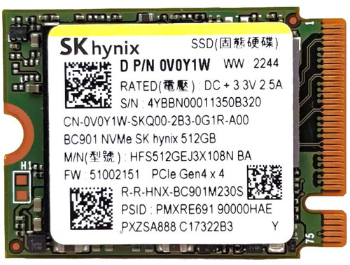 V0Y1W - 512GB PCIe NVMe M.2 2230 Gen4x4 Solid State SSD