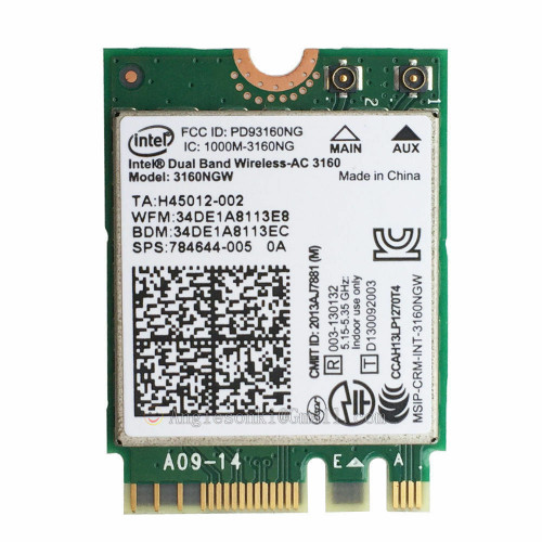 04X6076 - Intel Dual Band Wireless-AC 3160 802.11 a/b/g/n+a/c 2x2 WiFi adapter 04X6076 - Intel Dual Band Wireless-AC 3160 802.11 a/b/g/n+a/c 2x2 WiFi adapter