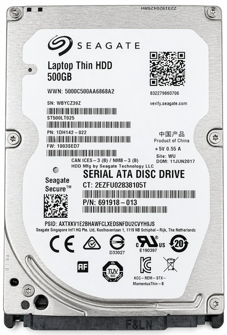 1DH142-022 - 500GB 5400RPM 2.5in 7mm SATA SED Secure Encrypted HDD for HP LaserJet Color LaserJet Printers