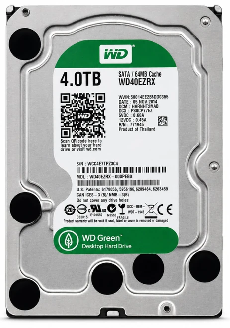 WD40EZRX-00MVLB1 - 4TB 5.4K RPM 64MB Cache 3.5" SATA 6Gb/s Hard Drive for Desktop / NAS / DVR / NVR / Surveillance Systems