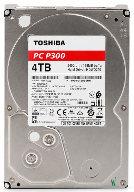 HDWD240 - 4TB 5.4K RPM 128MB Cache 3.5" SATA 6Gb/s Hard Drive for Desktop / NAS / DVR / NVR / Surveillance Systems