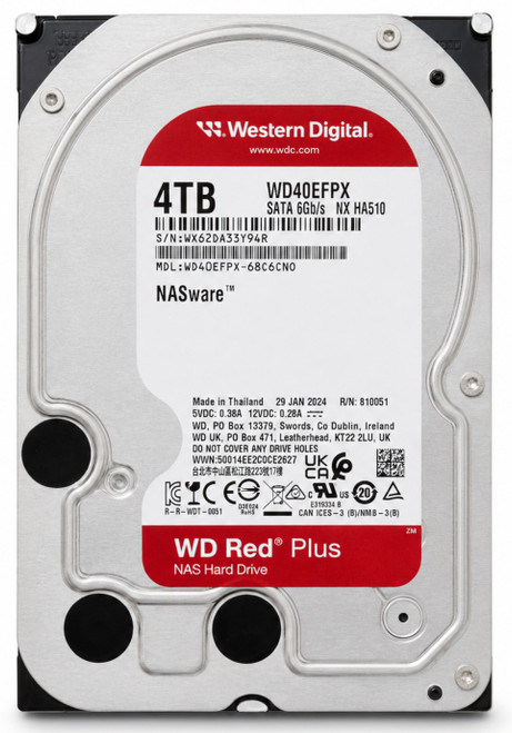 WD40EFPX - 4TB 5.4K RPM 256MB Cache 3.5" SATA 6Gb/s Hard Drive for Desktop / NAS / DVR / NVR / Surveillance Systems