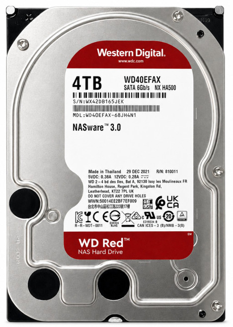 WD40EFAX-68MR2N0 - 4TB 5.4K RPM 256MB Cache 3.5" SATA 6Gb/s Hard Drive for Desktop / NAS / DVR / NVR / Surveillance Systems