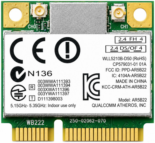 AR9462 / AR5B22 - 802.11N Dual Band Half Mini PCIe WiFi Bluetooth 4.0 Card