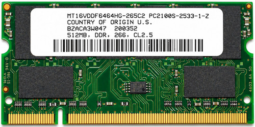 MT16VDDF6464HG-265C3 - 512MB 266MHz PC2100S DDR SDRAM 200-Pin SO-DIMM Laptop Memory