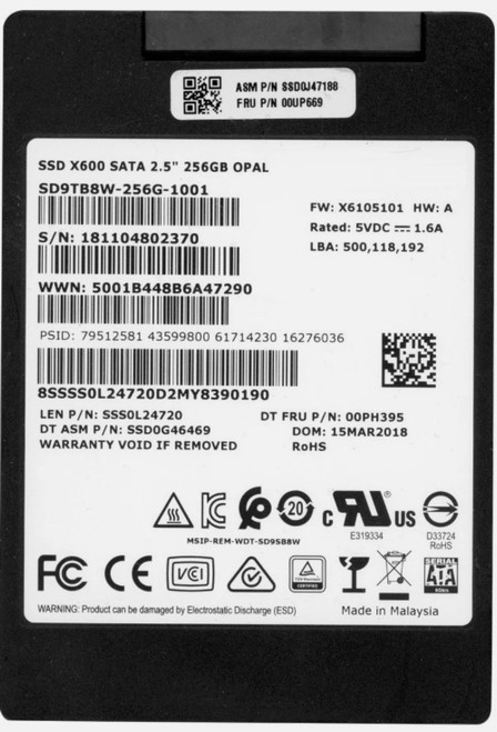00XK740 - 256GB SATA 7mm 2.5" Solid State Drive SSD for Laptop Desktop Workstation