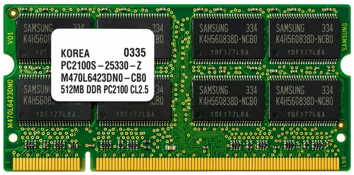 M470L6423CK0-CB0 - 512MB 266MHz PC2100S DDR SDRAM 200-Pin SO-DIMM Laptop Memory