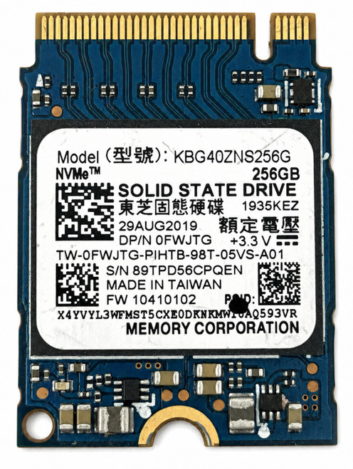 0NGP80 - 256GB M.2 2230 PCIe NVMe Gen3 SSD for Laptops Tablets Handheld Gaming PCs and Mini PCs