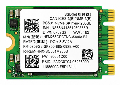 5SS0V06408-03 - 256GB M.2 2230 PCIe NVMe Gen3 SSD for Laptops Tablets Handheld Gaming PCs and Mini PCs