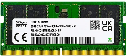 SD200-32GB-4800-2R8 - 32GB DDR5-4800 PC5-38400 CL40 1.1V 262-Pin 2Rx8 SODIMM Laptop Memory RAM