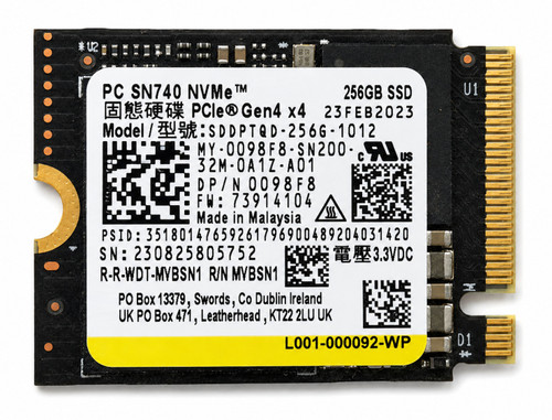 098F8 - 256GB M.2 2230 PCIe NVMe Gen4 SSD for Laptops Tablets Handheld Gaming PCs and Mini PCs