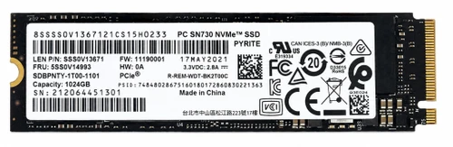 WDS100T1R0C - 1TB M.2 2280 NGFF PCIe NVMe Gen3x4 Solid State SSD