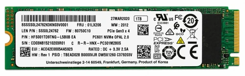 00UP648 - 1TB M.2 2280 NGFF PCIe NVMe Gen3x4 Solid State SSD
