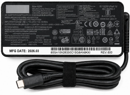 5A11K67863 - 65W USB Type-C AC Adapter Charger for ThinkPad X1 Carbon L380 L480 L580 Chromebook C330 C630 C930 Yoga C930 C940 720 730 910 920