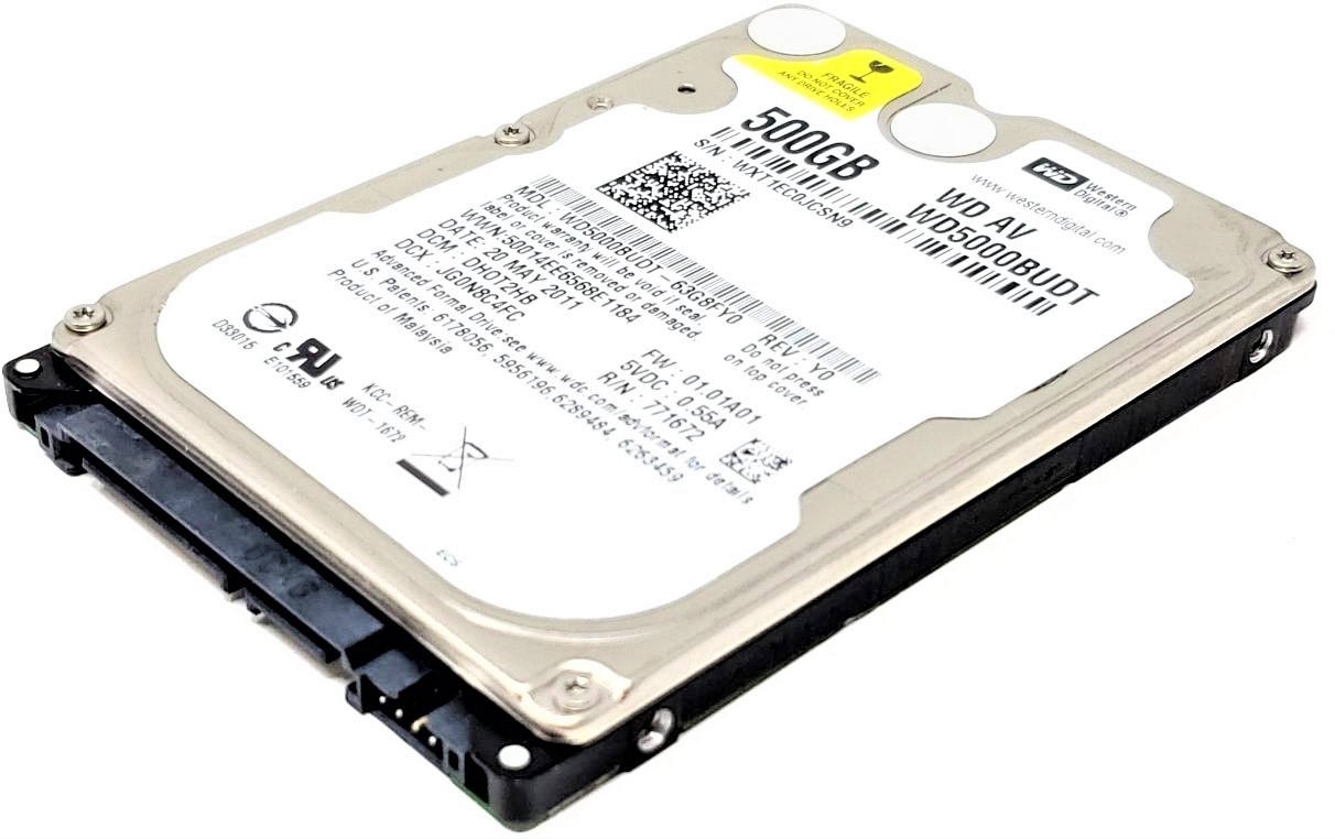 Western Digital WD5000BUDT - 500GB 5.4K RPM SATA 9.5mm 2.5" Hard Drive