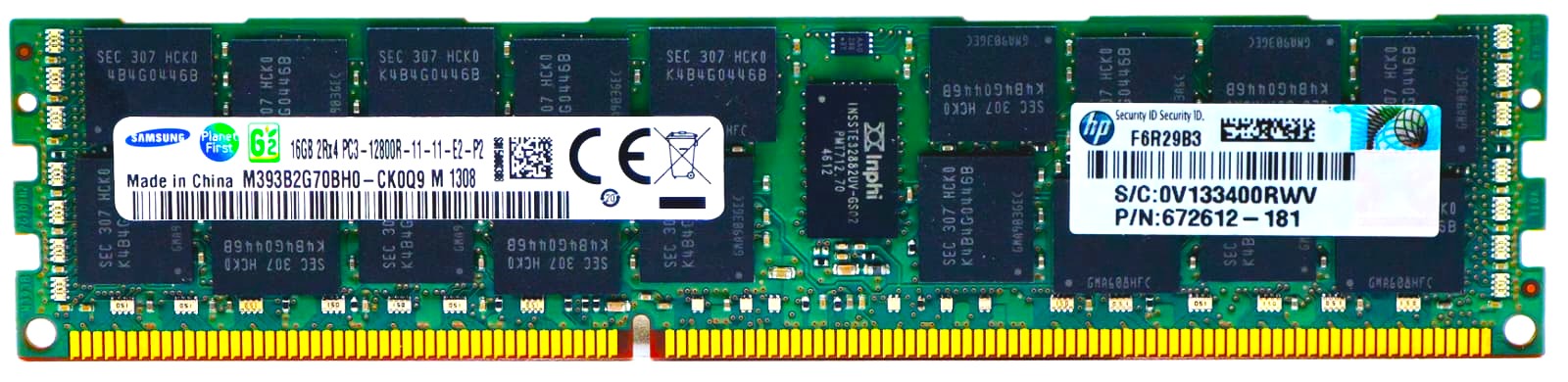 688963-001 - 16GB 2Rx4 PC3-12800R ECC Registered Server Memory - DDR3-1600 240-Pin RDIMM for ProLiant Gen8 Servers