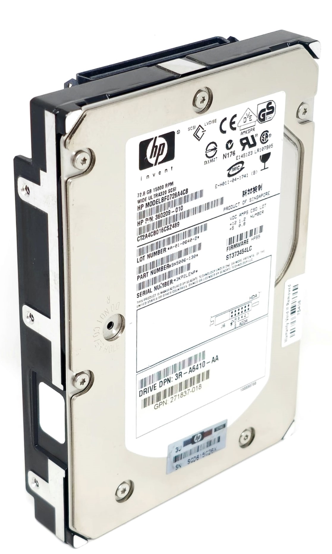 HP BF072863B6 - 72.8GB 15K RPM Wide Ultra320 80-Pin SCSI 3.5" Hot-Swap Hard Drive for HPE ProLiant DL360 DL380 DL580 ML310 ML350 ML370 ML570 G1 G2 G3