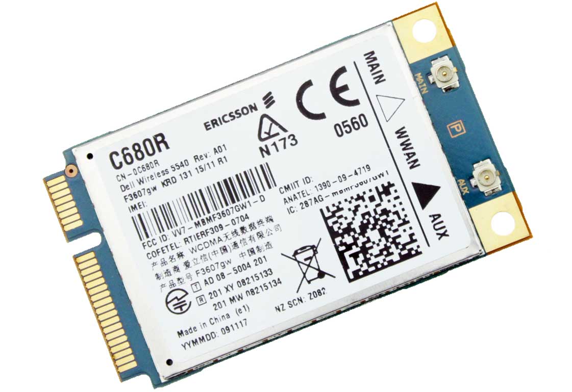 Dell Wireless 5540 HSPA Mobile Broadband 3G GPS WWAN mini PCI-E カード Er 美しい  - モバイルルーター