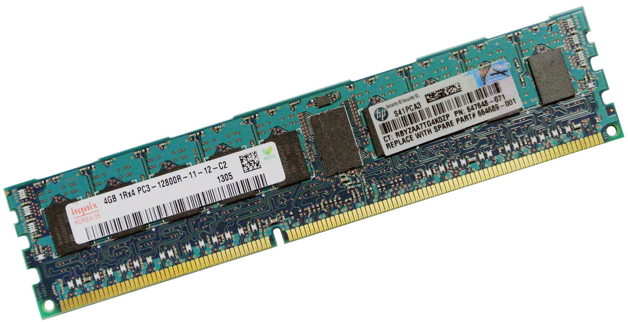 Servers - ECC Memory: HP 687459-001 - 4GB (1x4GB) 1600Mhz PC3-12800R DDR3-1600 1.5V 240-Pins Registered RDIMM ECC Memory Ram for Servers