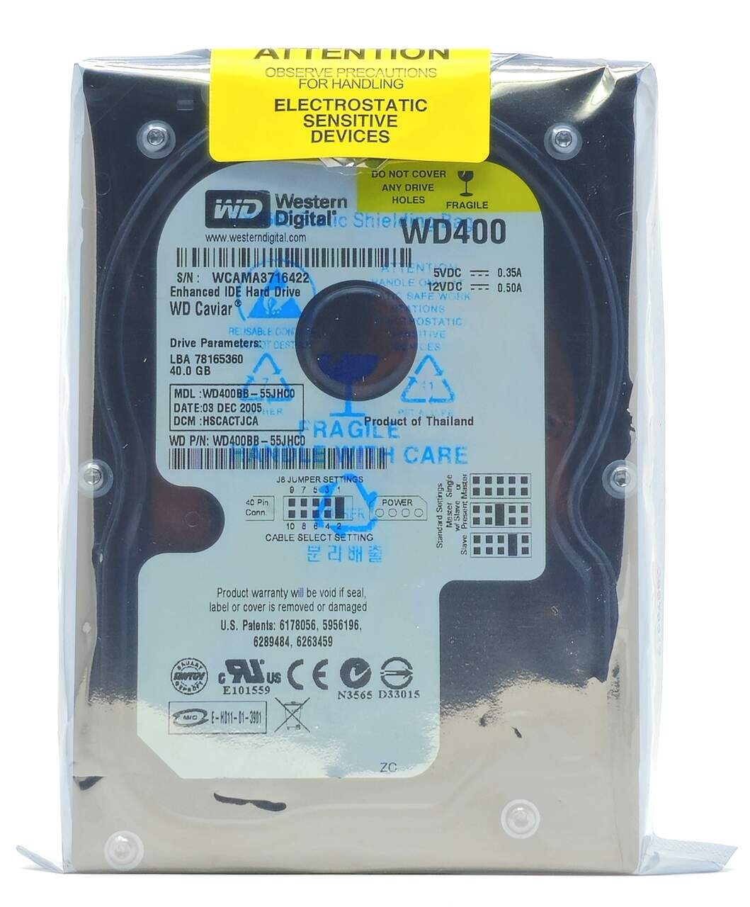 Western Digital WD400BB-00DEA0 - 40GB 7.2K RPM IDE 3.5" Hard Disk Drive (HDD)