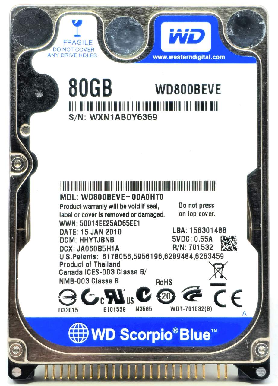 Western Digital WD800UE - 80GB 5.4K RPM IDE PATA EIDE ATA 2.5" Laptop Hard Drive