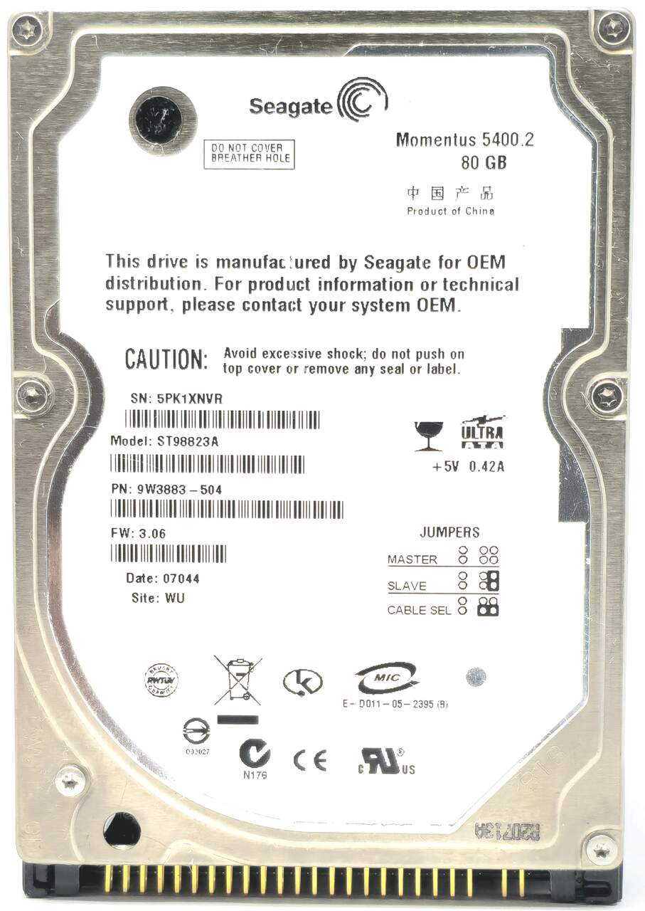 Seagate ST9808210 - 80GB 4.2K RPM IDE PATA EIDE ATA 2.5" Laptop Hard Drive