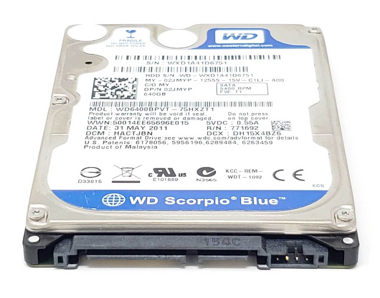 Western Digital WD6400BPVT-16HXZT1 - 640GB 5.4K RPM SATA 2.5