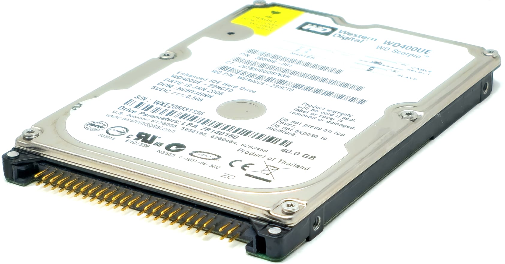 Western Digital WD400VE-75HDT0 - 40GB 5.4K RPM IDE PATA ATA 2.5" Laptop Hard Drive