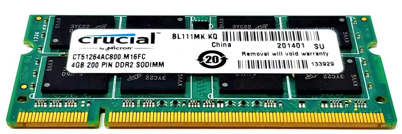 HP 575566-005 - 4GB (1x4GB) 800Mhz PC2-6400S 1.8V 200-Pin SODIMM Laptop Ram Memory