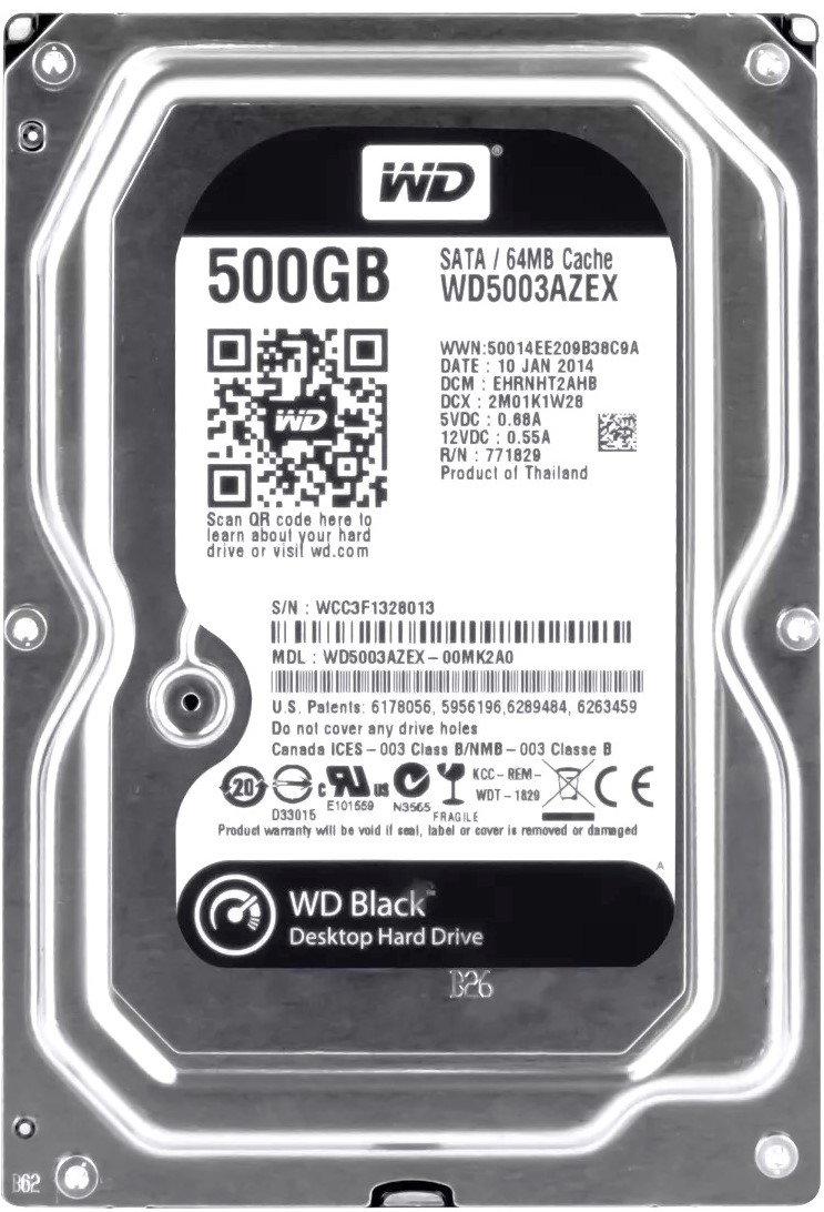 Western Digital WD5003AZEX-00MK2A0 - 500GB 7.2K RPM SATA 3.5