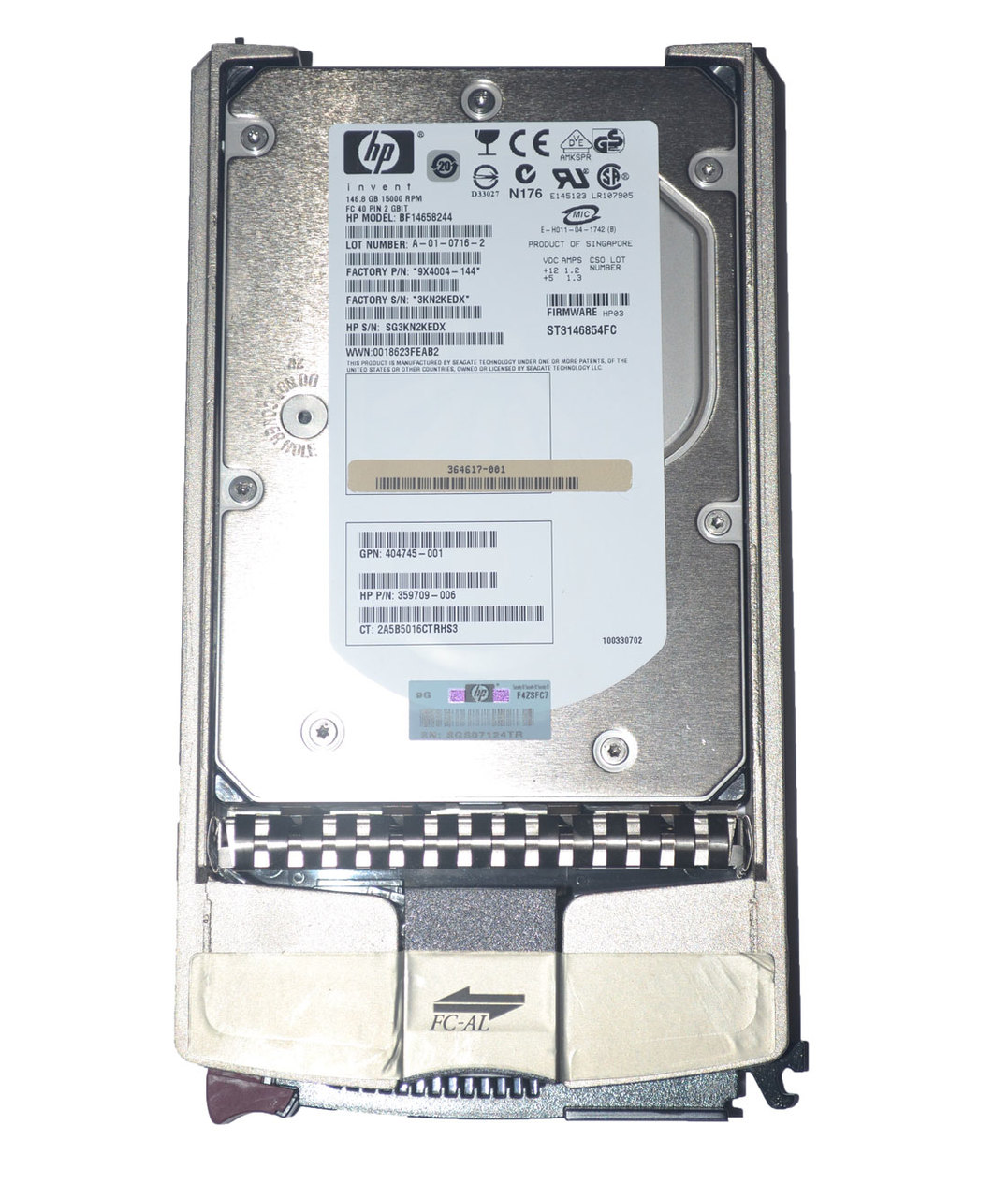 Hewlett-Packard (HP) 359709-003 - 146GB 15K RPM Dual Port Hot-Swap Fibre Channel 3.5" Hard Disk Drive (HDD)